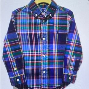 Ralph Lauren Blue and Green Button Down Shirt Classic Plaid